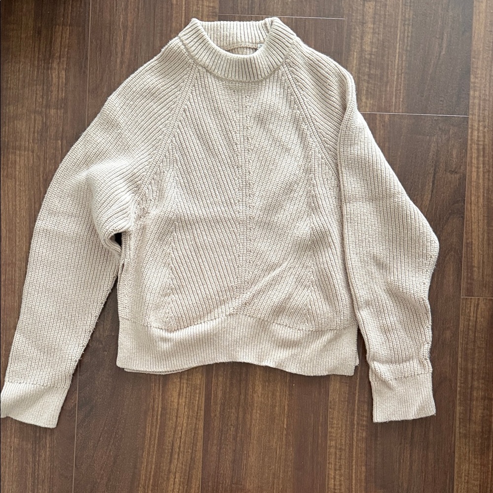 AllSaints Cream Cable-Pattern Cowl Neck Sweater